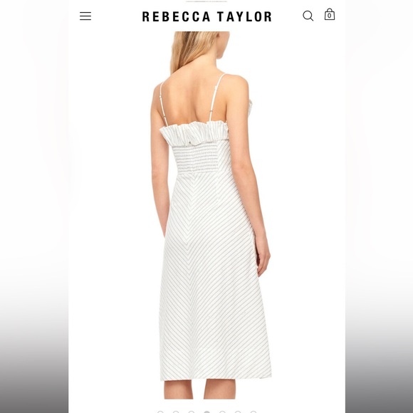 Rebecca Taylor MULTI COLOR STRIPE RUFFLE DRESS NWOT - Picture 5 of 13